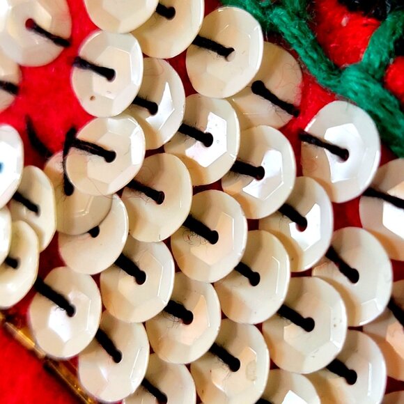 Vintage Christmas Cardigan Sweater With Embroidered Stockings & Holly - Picture 15 of 16